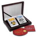 2014 2-Pc 1 oz Gold & Silver High Relief Horse Prf Set PR-70 PCGS