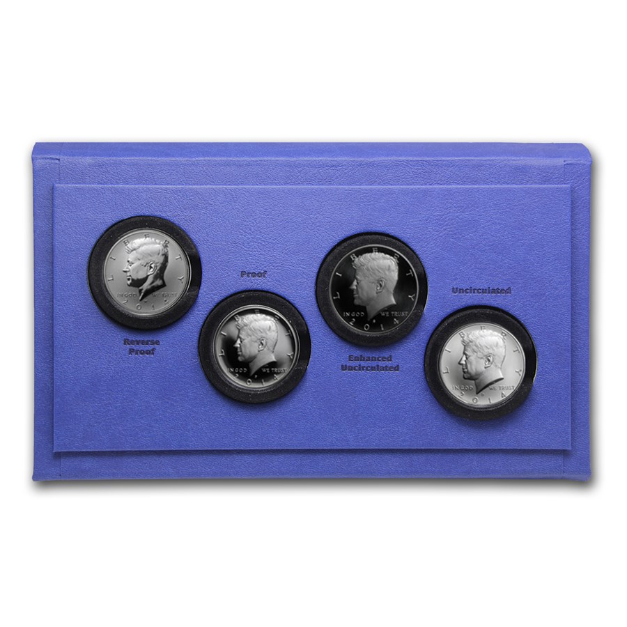 2014 4-Coin 50th Anniv Kennedy 1/2 Dollar Proof Set (w/Box & COA)