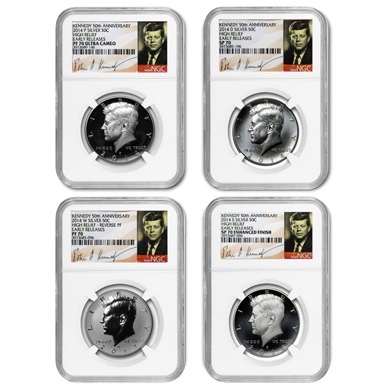 2014 4-Coin 50th Anniv Kennedy 1/2 Dollar Set SP/PF-70 NGC 2014 4-Coin 50th Anniv Kennedy 1/2 Dollar Set SP/PF-70 NGC