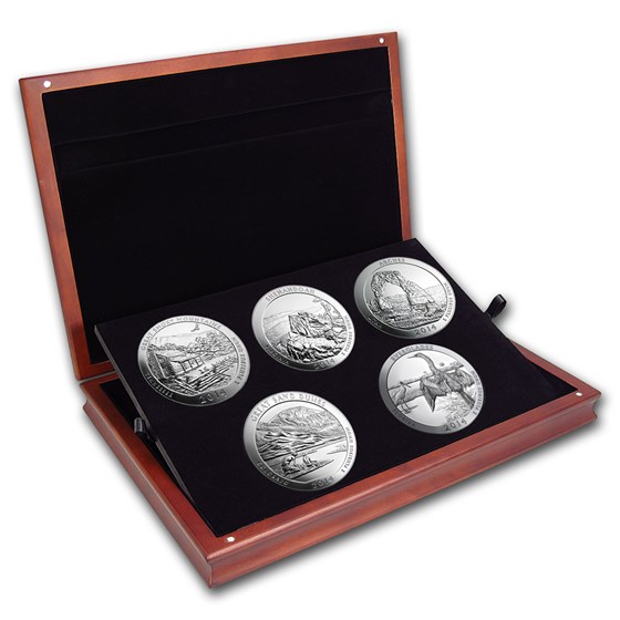 2014 5-Coin 5 oz Silver ATB Set (Elegant Display Box) 2014 5-Coin 5 oz Silver ATB Set (Elegant Display Box)