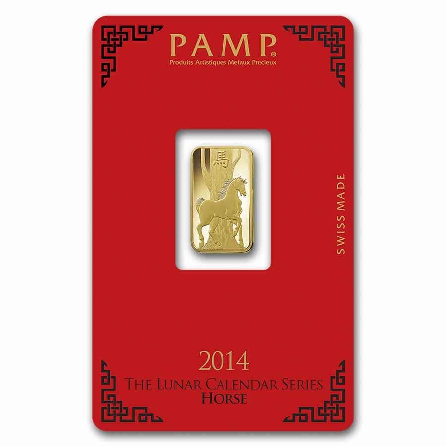 2014 5 gram Gold Bar - PAMP Suisse Year of the Horse (In Assay)