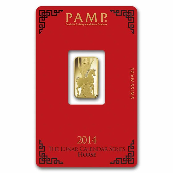2014 5 gram Gold Bar - PAMP Suisse Year of the Horse (In Assay) 2014 5 gram Gold Bar - PAMP Suisse Year of the Horse (In Assay)