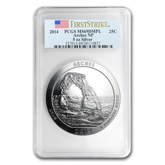 2014 5 oz Silver ATB Arches MS-69 DMPL PCGS (FS) 2014 5 oz Silver ATB Arches MS-69 DMPL PCGS (FS)