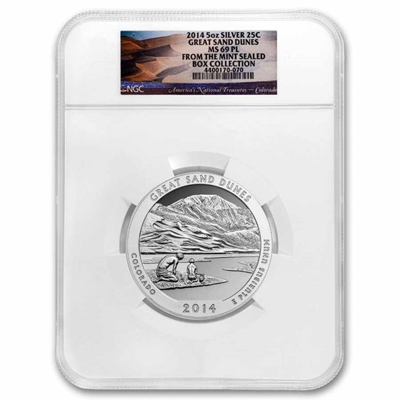 2014 5 oz Silver ATB Great Sand Dunes MS-69 PL NGC 2014 5 oz Silver ATB Great Sand Dunes MS-69 PL NGC