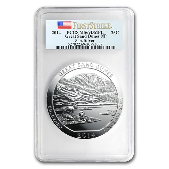 2014 5 oz Silver ATB Grt Sand Dunes MS-69 DMPL PCGS (FS) 2014 5 oz Silver ATB Grt Sand Dunes MS-69 DMPL PCGS (FS)