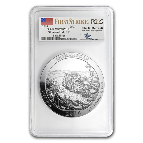 2014 5 oz Silver ATB Shenandoah MS-69 DMPL PCGS (FS, Mercanti) 2014 5 oz Silver ATB Shenandoah MS-69 DMPL PCGS (FS, Mercanti)