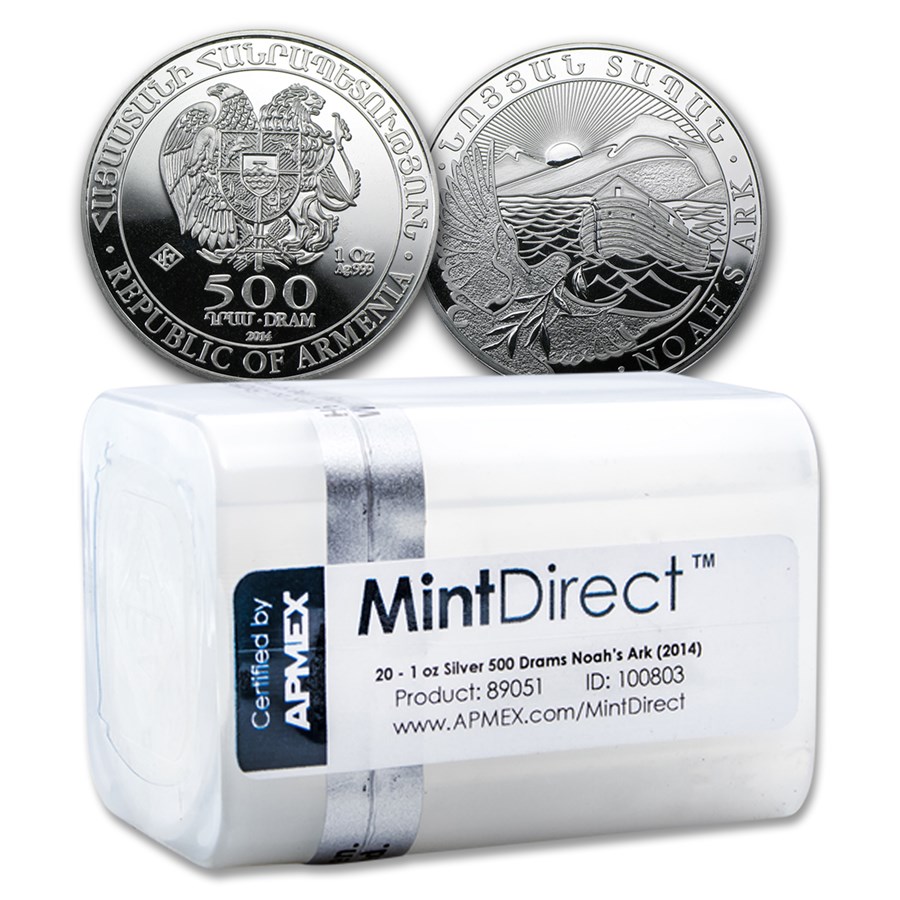 2014 Armenia 1 oz Silver Noah’s Ark (20-Coin MintDirect® Tube)