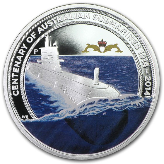 2014 AUS 1 oz Silver Centenary of Australian Submarine Service Pf 2014 AUS 1 oz Silver Centenary of Australian Submarine Service Pf