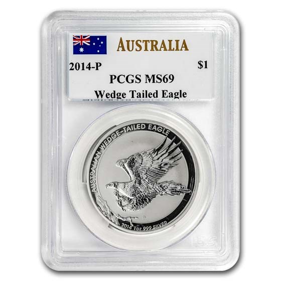 2014 AUS 1 oz Silver Wedge Tailed Eagle MS-69 PCGS (Mercanti) 2014 AUS 1 oz Silver Wedge Tailed Eagle MS-69 PCGS (Mercanti)
