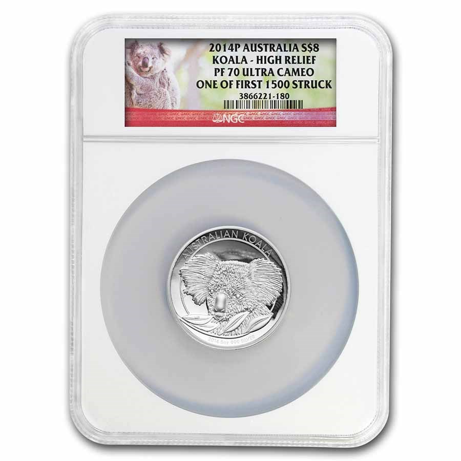 2014 AUS 5 oz Silver Koala NGC PF-70 UC HR (holder abrasions)