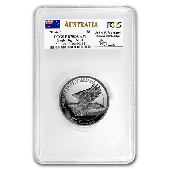 2014 AUS 5 oz Silver Wedge-Tailed Eagle PR-70 PCGS (Mercanti) 2014 AUS 5 oz Silver Wedge-Tailed Eagle PR-70 PCGS (Mercanti)