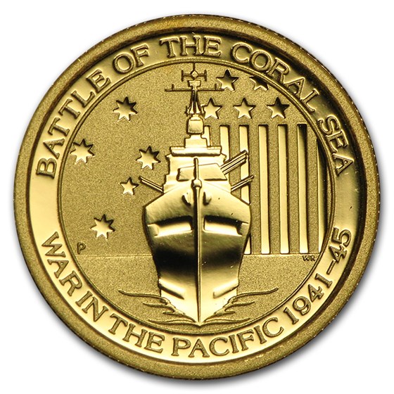 2014 Australia 1/10 oz Gold Battle of the Coral Sea BU 2014 Australia 1/10 oz Gold Battle of the Coral Sea BU
