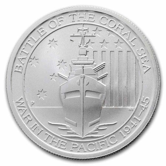 2014 Australia 1/2 oz Silver Battle of The Coral Sea BU