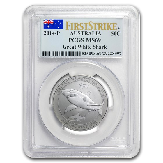 2014 Australia 1/2 oz Silver Great White Shark MS-69 PCGS (FS) 2014 Australia 1/2 oz Silver Great White Shark MS-69 PCGS (FS)