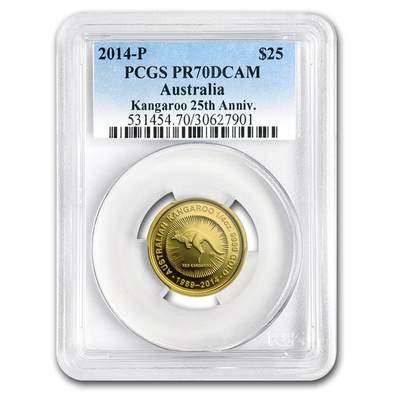 2014 Australia 1/4 oz Gold Kangaroo PR-70 PCGS (25th Anniv) 2014 Australia 1/4 oz Gold Kangaroo PR-70 PCGS (25th Anniv)