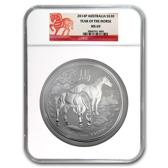 2014 Australia 1 kilo Silver Lunar Horse MS-69 NGC (SII) 2014 Australia 1 kilo Silver Lunar Horse MS-69 NGC (SII)