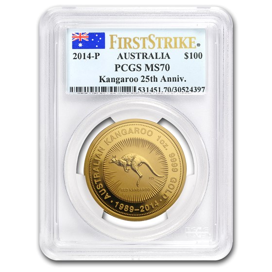 2014 Australia 1 oz Gold Kangaroo MS-70 PCGS (FirstStrike®) 2014 Australia 1 oz Gold Kangaroo MS-70 PCGS (FirstStrike®)