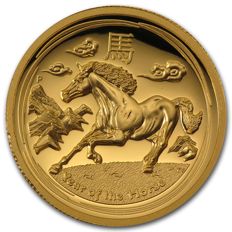 2014 Australia 1 oz Gold Lunar Horse Prf (SII, UHR, Box & COA)