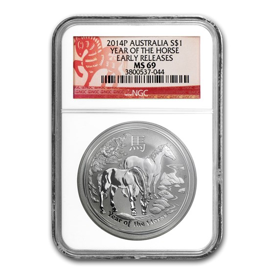 2014 Australia 1 oz Silver Lunar Horse MS-69 NGC (ER) 2014 Australia 1 oz Silver Lunar Horse MS-69 NGC (ER)
