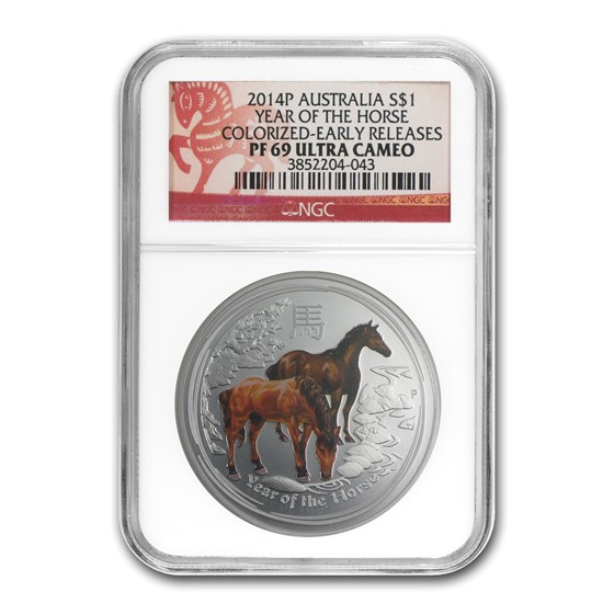 2014 Australia 1 oz Silver Lunar Horse PF-69 NGC (Colorized) 2014 Australia 1 oz Silver Lunar Horse PF-69 NGC (Colorized)