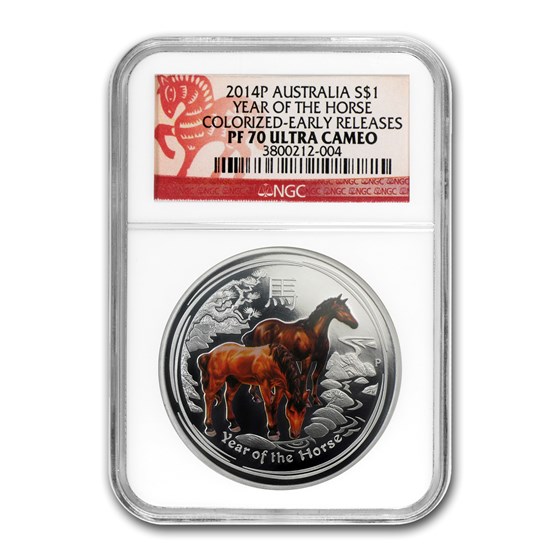 2014 Australia 1 oz Silver Lunar Horse PF-70 NGC (Colorized) 2014 Australia 1 oz Silver Lunar Horse PF-70 NGC (Colorized)