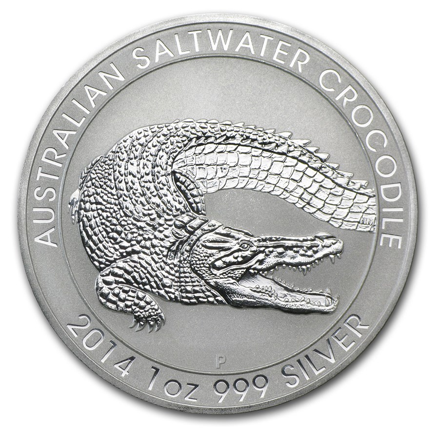 2014 Australia 1 oz Silver Saltwater Crocodile BU