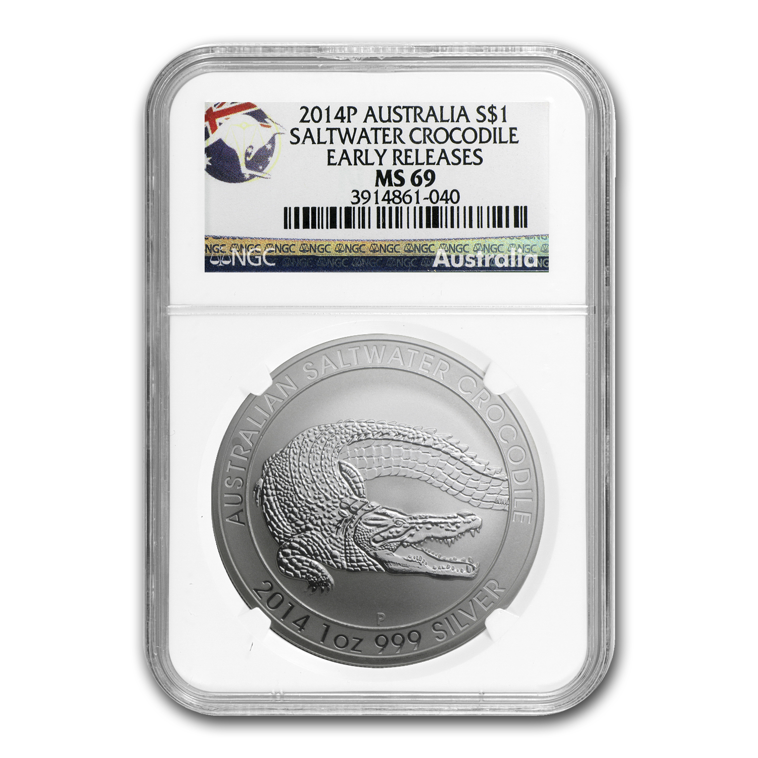 Buy 2014 Australia 1 oz Silver Saltwater Crocodile MS-69 NGC (ER