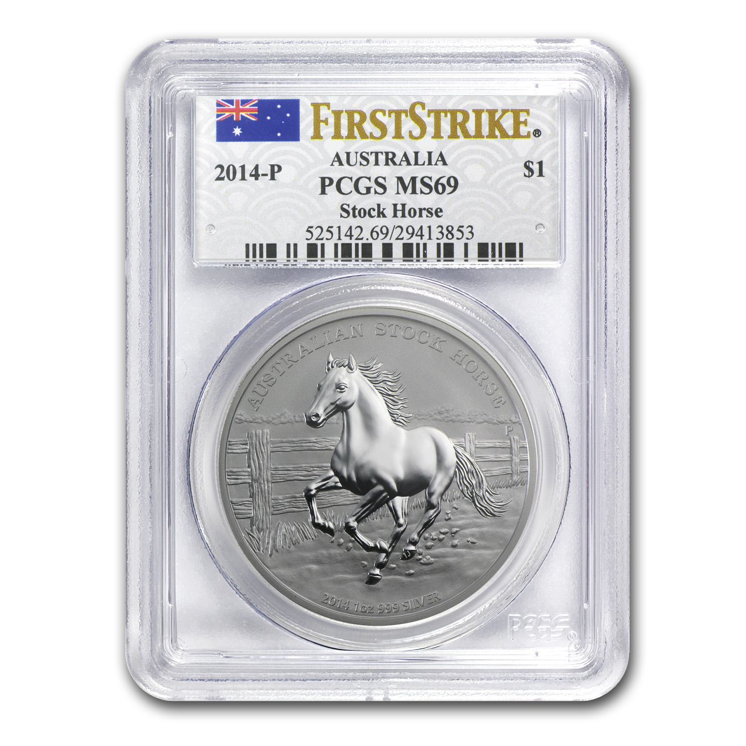 Buy 2014 Australia 1 oz Silver Stock Horse MS-69 PCGS (FS