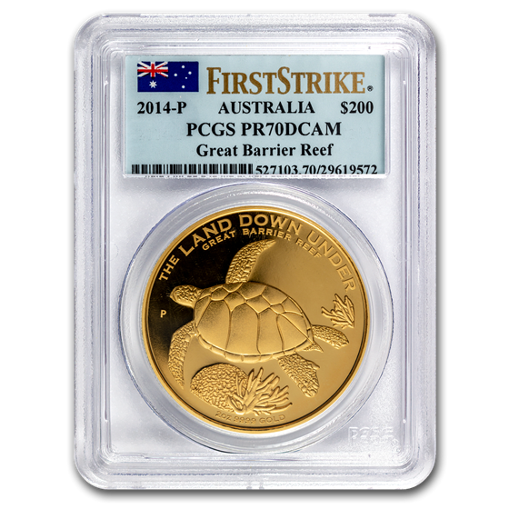 2014 Australia 2 oz Proof Gold Great Barrier Reef PR-70 PCGS 2014 Australia 2 oz Proof Gold Great Barrier Reef PR-70 PCGS