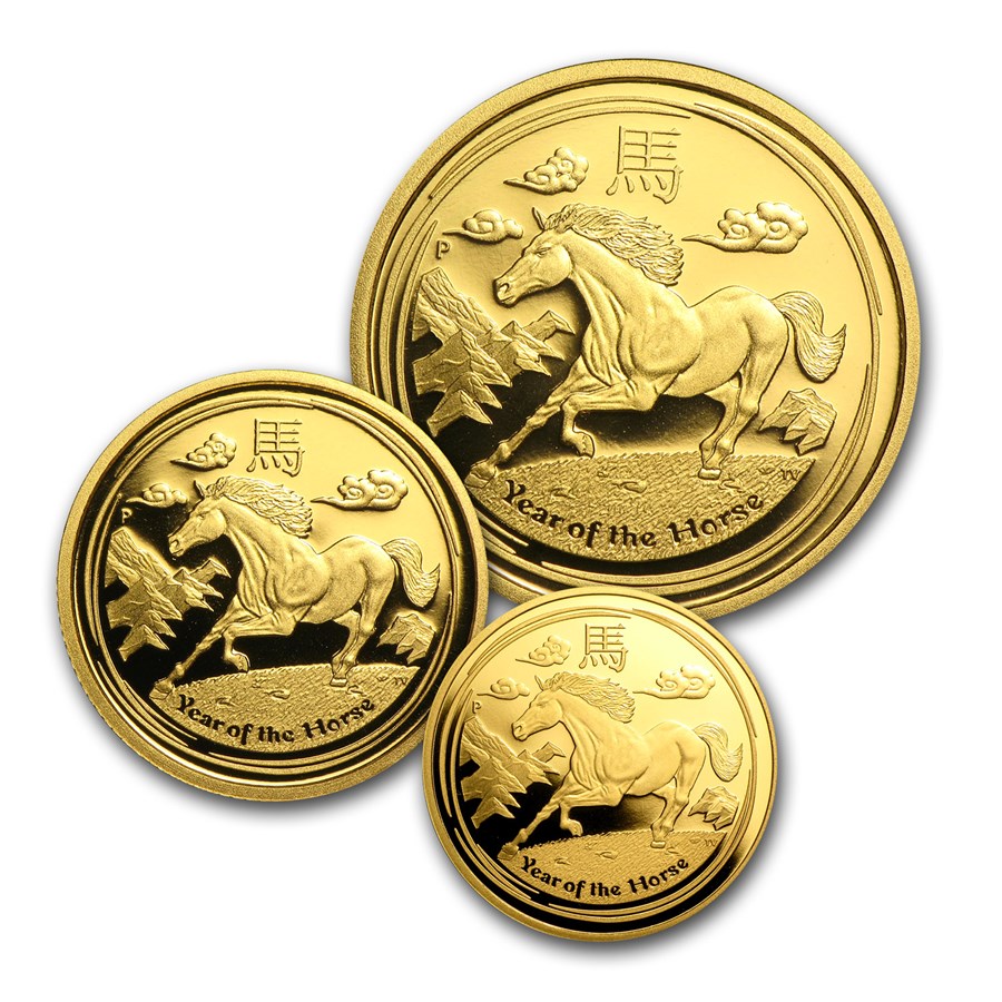 2014 Australia 3-Coin Gold Horse Proof Set (SII)
