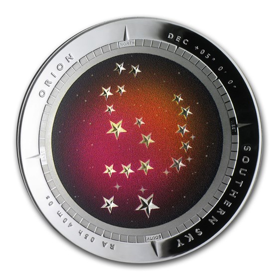 2014 Australia Silver $5 Color Domed Southern Sky Orion