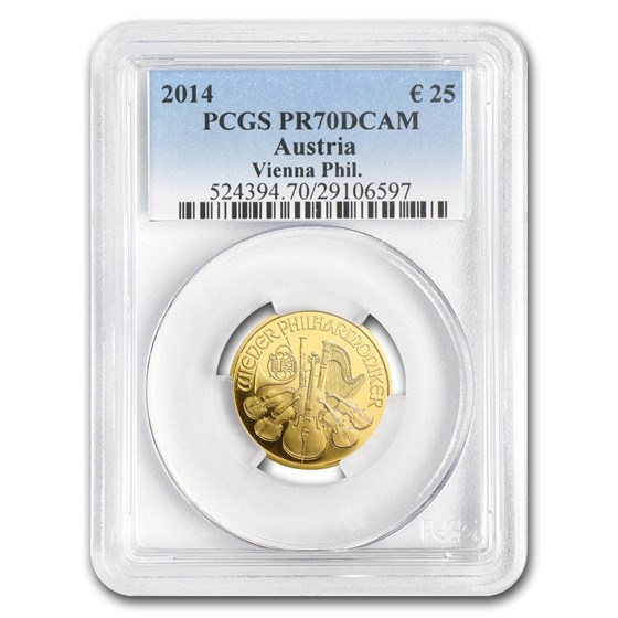2014 Austria 1/4 oz Proof Gold Philharmonic PR-70 PCGS 2014 Austria 1/4 oz Proof Gold Philharmonic PR-70 PCGS