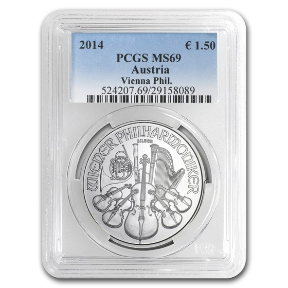 2014 Austria 1 oz Silver Philharmonic MS-69 PCGS 2014 Austria 1 oz Silver Philharmonic MS-69 PCGS