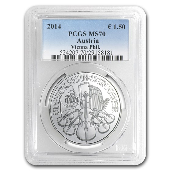 2014 Austria 1 oz Silver Philharmonic MS-70 PCGS 2014 Austria 1 oz Silver Philharmonic MS-70 PCGS
