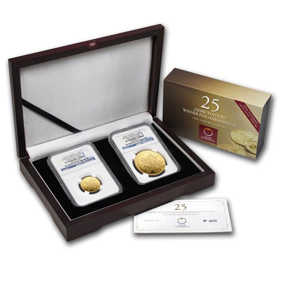 2014 Austria 2-Coin Gold Philharmonic Proof Set PF-70 NGC (ER) 2014 Austria 2-Coin Gold Philharmonic Proof Set PF-70 NGC (ER)