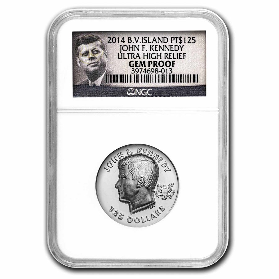 2014 BVI 1 oz Platinum $125 John F. Kennedy Gem Proof NGC (UHR)