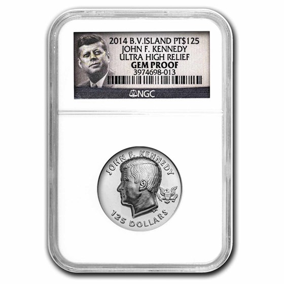 2014 BVI 1 oz Platinum $125 John F. Kennedy Gem Proof NGC (UHR) 2014 BVI 1 oz Platinum $125 John F. Kennedy Gem Proof NGC (UHR)