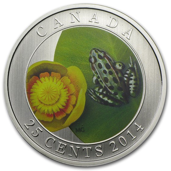2014 Canada $0.25 Water-Lily and Leopard Frog (Colored) 2014 Canada $0.25 Water-Lily and Leopard Frog (Colored)