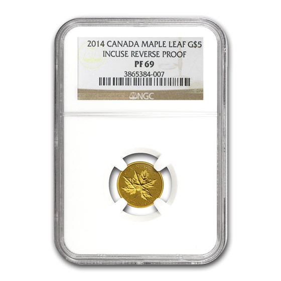 2014 Canada 1/10 oz Reverse Proof Gold Maple Leaf PF-69 NGC 2014 Canada 1/10 oz Reverse Proof Gold Maple Leaf PF-69 NGC