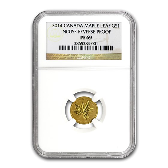 2014 Canada 1/20 oz Reverse Proof Gold Maple Leaf PF-69 NGC 2014 Canada 1/20 oz Reverse Proof Gold Maple Leaf PF-69 NGC