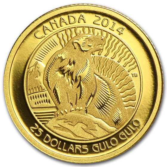 2014 Canada 1/4 oz Proof Gold $25 Untamed Canada Wolverine 2014 Canada 1/4 oz Proof Gold $25 Untamed Canada Wolverine