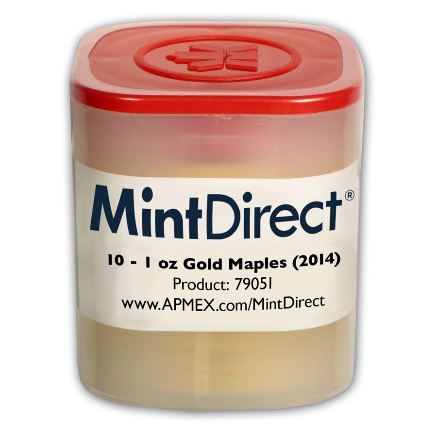 2014 Canada 1 oz Gold Maple Leafs (10-Coin MintDirect® Tube)