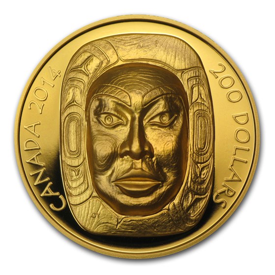 2014 Canada 1 oz Proof Gold $200 Matriarch Moon Mask (UHR) 2014 Canada 1 oz Proof Gold $200 Matriarch Moon Mask (UHR)