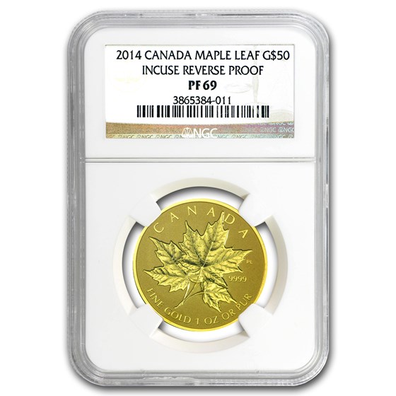 2014 Canada 1 oz Reverse Proof Gold Maple Leaf PF-69 NGC 2014 Canada 1 oz Reverse Proof Gold Maple Leaf PF-69 NGC