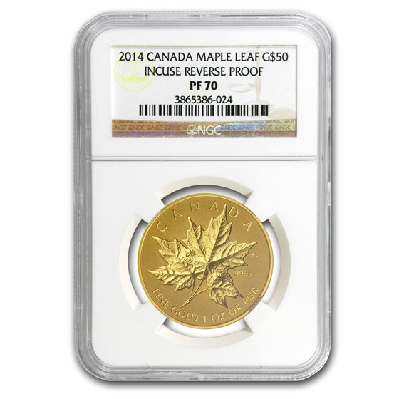 2014 Canada 1 oz Reverse Proof Gold Maple Leaf PF-70 NGC 2014 Canada 1 oz Reverse Proof Gold Maple Leaf PF-70 NGC