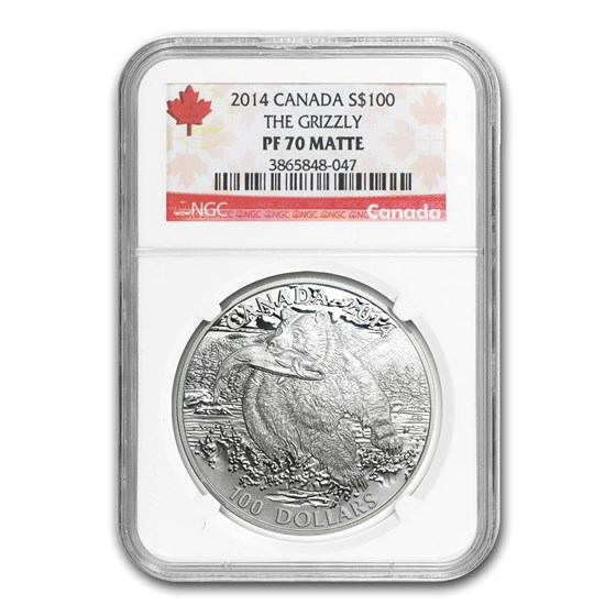 2014 Canada 1 oz Silver $100 Grizzly Bear PF-70 Matte NGC 2014 Canada 1 oz Silver $100 Grizzly Bear PF-70 Matte NGC
