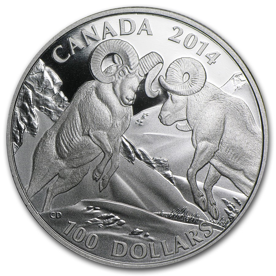 2014 Canada 1 oz Silver $100 Rocky Mountain Bighorn Sheep