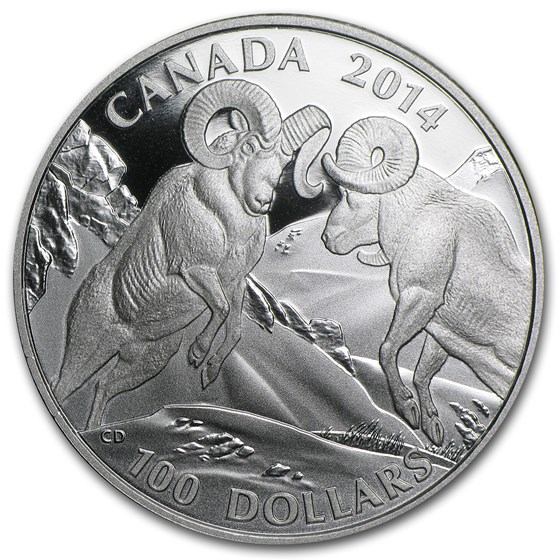 2014 Canada 1 oz Silver $100 Rocky Mountain Bighorn Sheep 2014 Canada 1 oz Silver $100 Rocky Mountain Bighorn Sheep