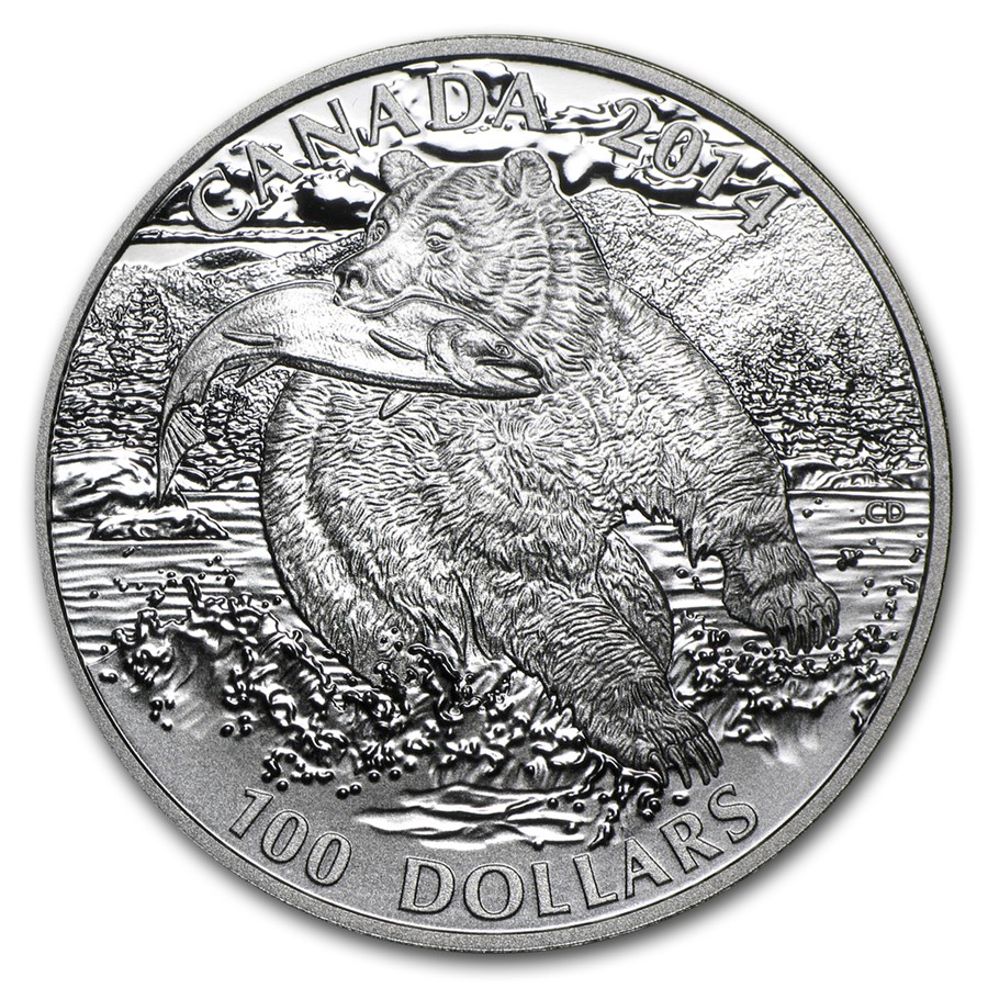 2014 Canada 1 oz Silver $100 The Grizzly Bear (Capsule Only)