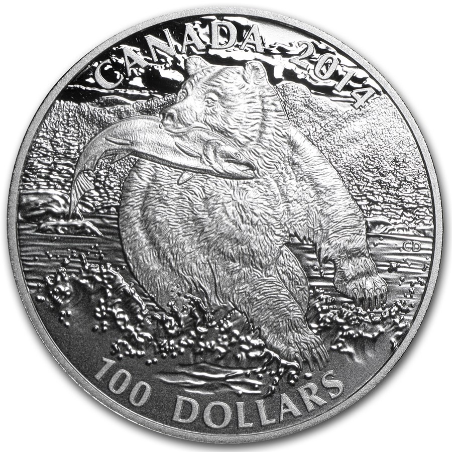 2014 Canada 1 oz Silver 100 The Grizzly Bear 2014 RCM 